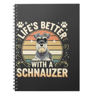 Caderno Espiral Life's Better With A Schnauzer Retro Dog Lover