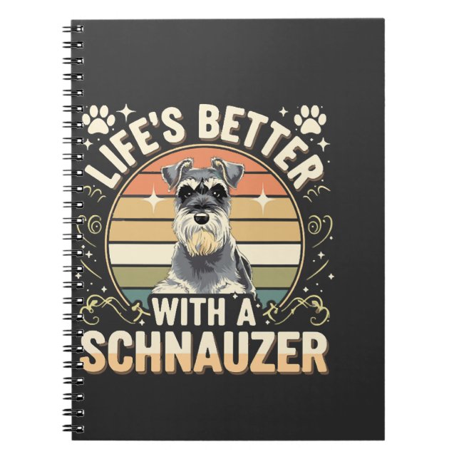 Caderno Espiral Life's Better With A Schnauzer Retro Dog Lover (Frente)