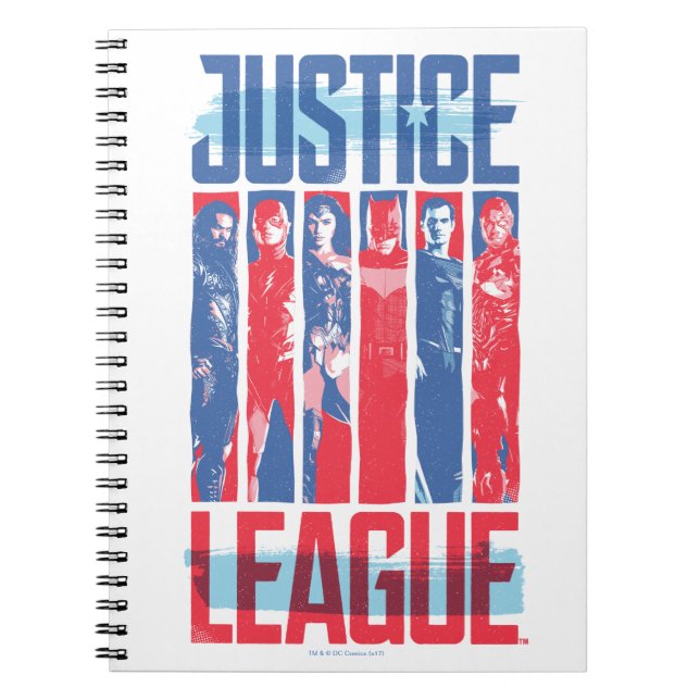 Caderno Espiral Liga da Justiça | Blue & Red Group Pop Art (Frente)