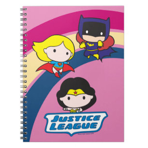 Caderno Espiral Liga da Justiça Chibi - Arco-Íris