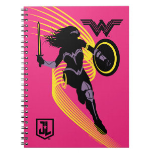 Caderno Espiral Liga da Justiça  Ícone de Silhueta de Mulher Mar