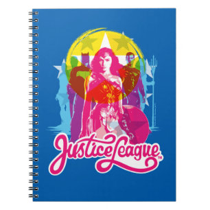 Caderno Espiral Liga da Justiça  Pop Art. de grupos e logotipos
