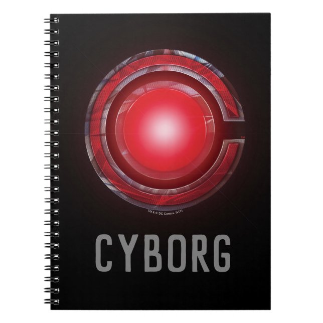 Caderno Espiral Liga da Justiça | Símbolo Cyborg brilhante (Frente)