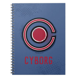 Caderno Espiral Liga da Justiça  Símbolo Cyborg de pincel e meio
