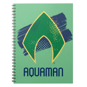 Caderno Espiral Liga da Justiça  Símbolo de Aquaman Pincel e Mei