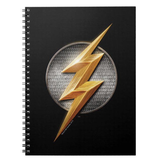 Caderno Espiral Liga da Justiça | Símbolo de Bolt Metálico Flash (Frente)