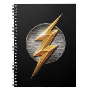 Caderno Espiral Liga da Justiça  Símbolo Flash Metálico Bolt