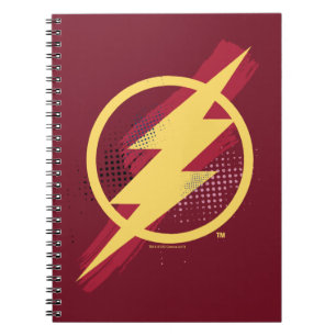 Caderno Espiral Liga da Justiça  Símbolo Flash Pincel e Meio-Ton