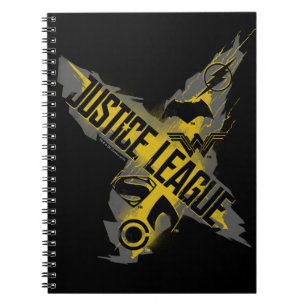 Caderno Espiral Liga da Justiça  Símbolos da Liga da Justiça e 