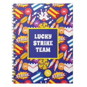 Caderno Espiral Liga de Equipe Patternada de Boliche de Dez Pinos 