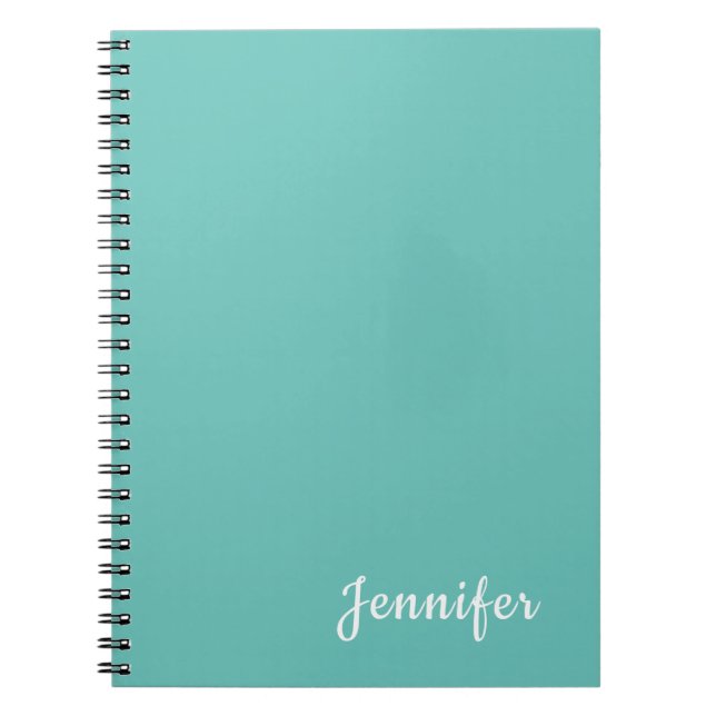 Caderno Espiral Ligeiro Teal Trendy Modern Minimalista Chic Name (Frente)
