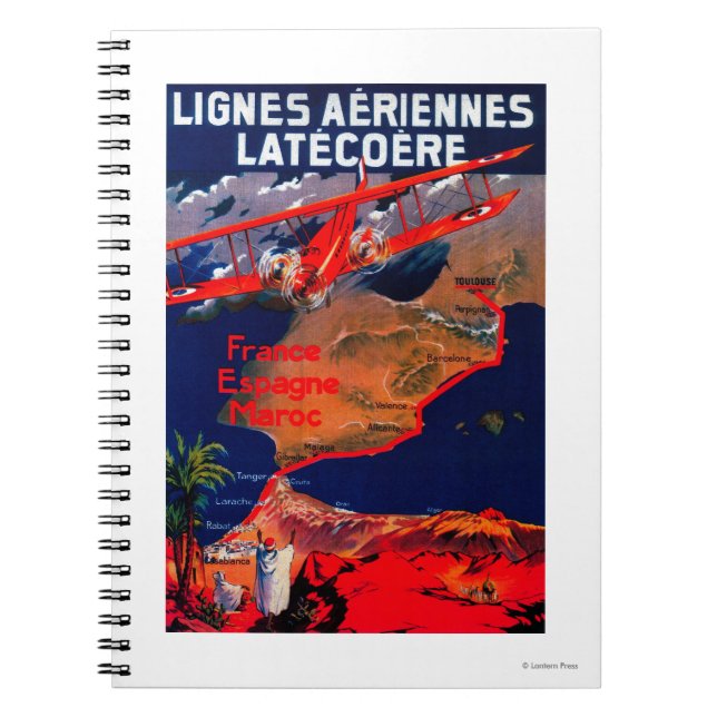 Caderno Espiral Lignes Aeriennes Latecoere Poster vintage (Frente)