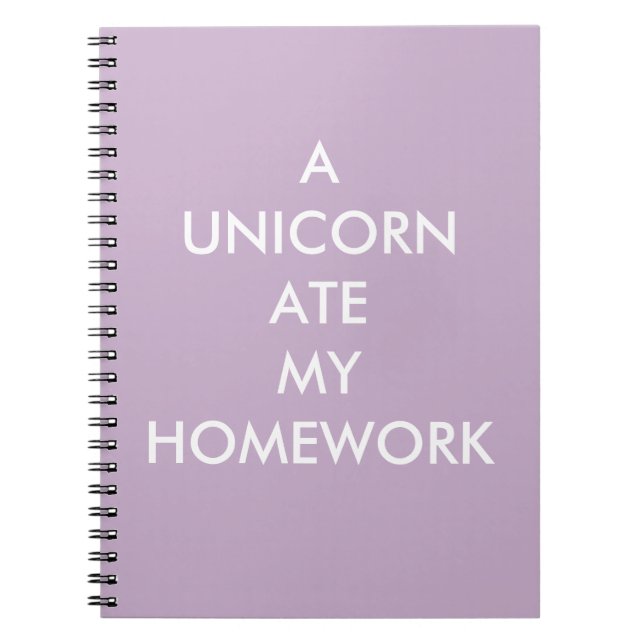 Caderno Espiral Lilac A UNICORN COMEU O MEU Bloco de Notas (Frente)