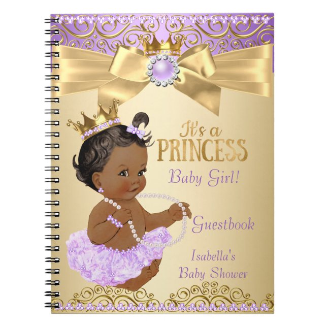 Caderno Espiral Lilac Dourada Ballerina Princesa Chá de fraldas Ét (Frente)