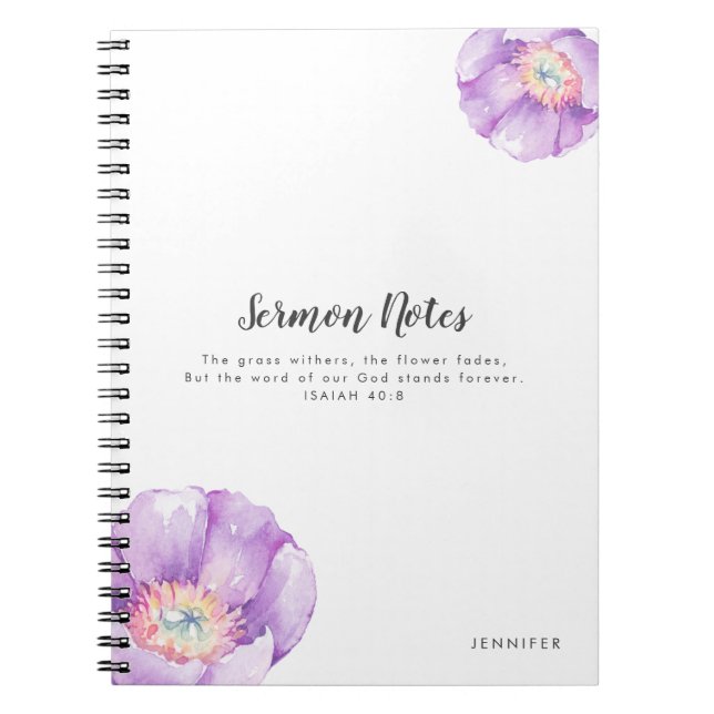 Caderno Espiral Lilac Flowers Personalizado Diário das Notas do Se (Frente)