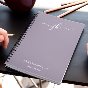 Caderno Espiral Lilac Monograma Sketchbook com nome