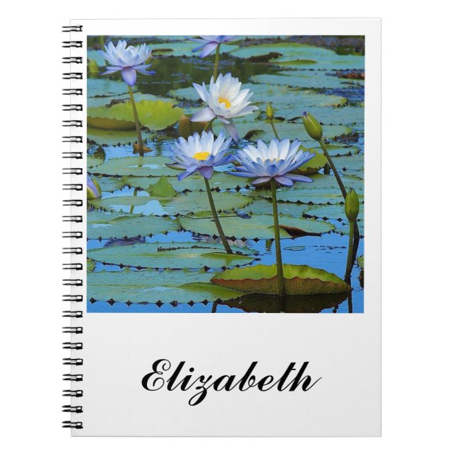 Caderno Espiral Lilas de água azul (Frente)