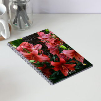 Caderno Espiral Lilases Asiáticos Laranja Floral