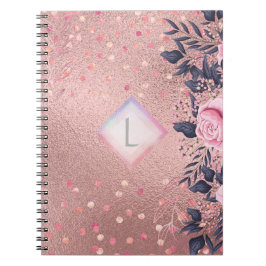 Caderno Espiral Lilibet Monographic Rosegold Floral ajustado para 
