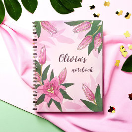 Caderno Espiral Lily Blooming Rosa