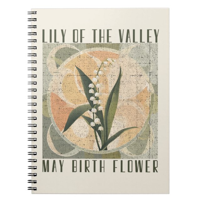 Caderno Espiral Lily of the Valley Retro May Birth Month Flower (Frente)