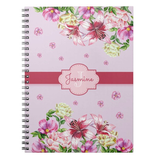 Caderno Espiral Lily & Peony Floral Purple (Frente)
