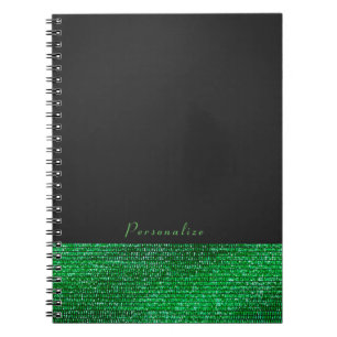 Caderno Espiral Lima Verde Moderno Glam Sequins Elegante Chic Pers