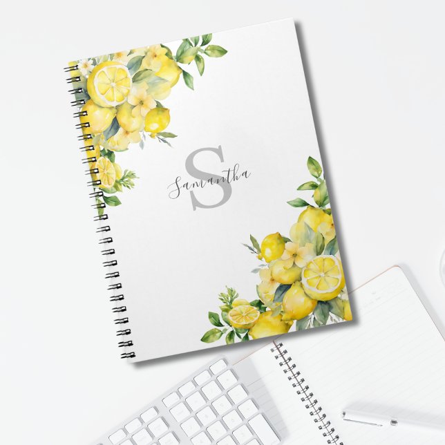 Caderno Espiral Limão Citrus Monograma (Criador carregado)