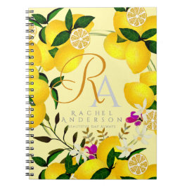 Caderno Espiral Limão Monograma Amarelo