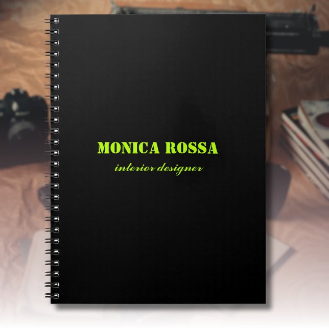 Caderno Espiral Limão Neon Moderno Elegante Profissional Preto (Criador carregado)