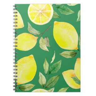 Caderno Espiral limão,padrão de aquarela,fundo,fruta,papel de pa