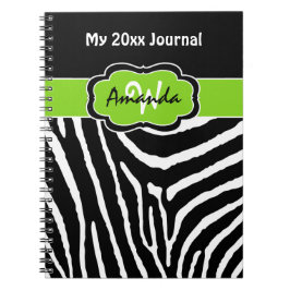 Caderno Espiral Limão Personalizado Diário de faixa branca zebra b