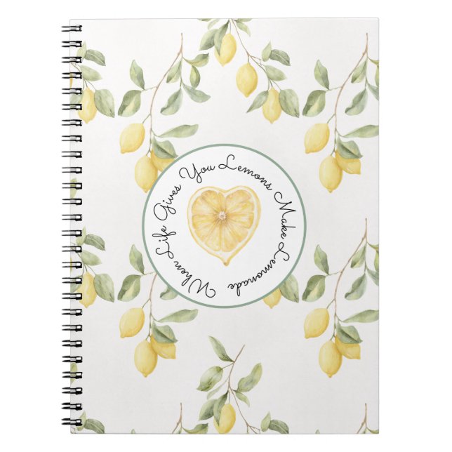 Caderno Espiral Limões Amarelos Frutas Limonada (Frente)
