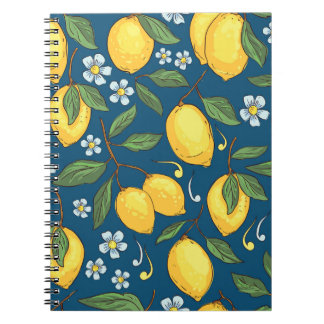 Caderno Espiral Limões Amarelos: Padrão de Fruta Tropical.
