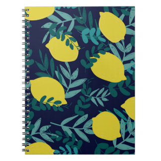 Caderno Espiral Limões e padrão das folhas