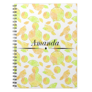 Caderno Espiral limões limão laranja fatias fruta citrinos