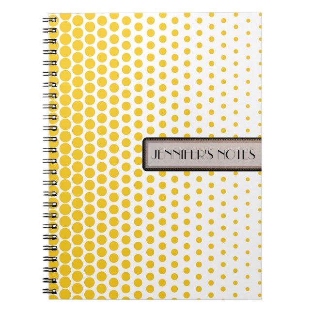 Caderno Espiral Limon profundo com bolinhas elegante moderno branc (Frente)