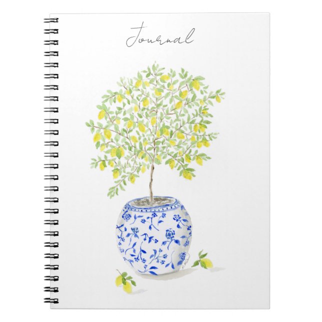 Caderno Espiral Limonciere em Vaso de Chinoiserie Aquarela (Frente)