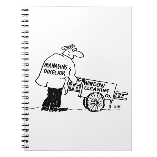 Caderno Espiral Limpa-janelas com Carrinho de Limpeza de Janelas (Frente)