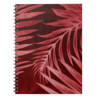Caderno Espiral Linda abstrato cor rosa e flores vermelhas em b