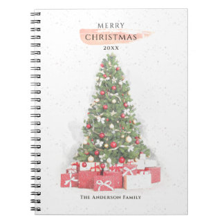 Caderno Espiral Linda Árvore de Natal Aquarela Feriados