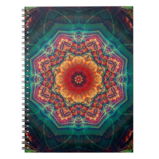 Caderno Espiral Linda caleidoscópio multicolorido padrão floral