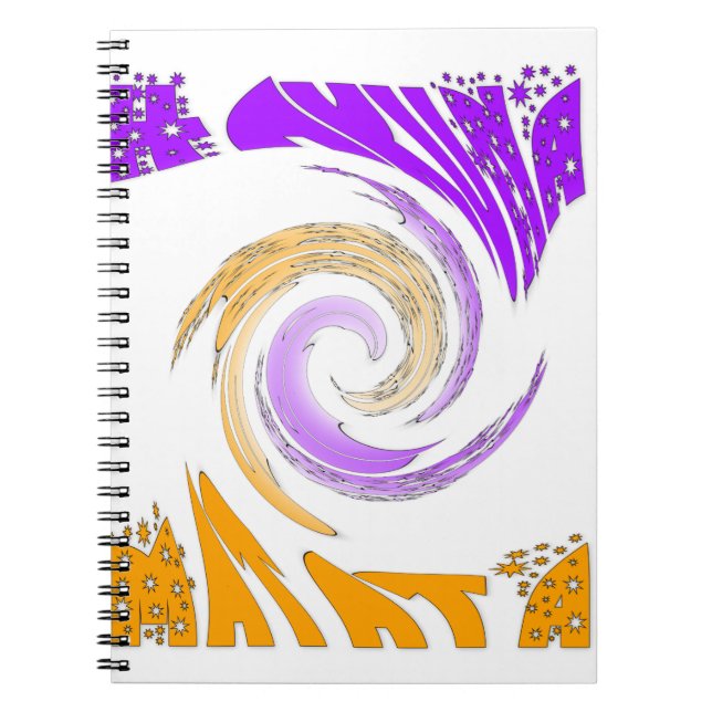 Caderno Espiral Linda Design de Arte Moderna: Roxo e Dourado (Frente)