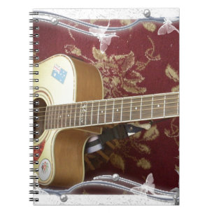 Caderno Espiral Linda e adorável guitarra vítrea no Motif Africano