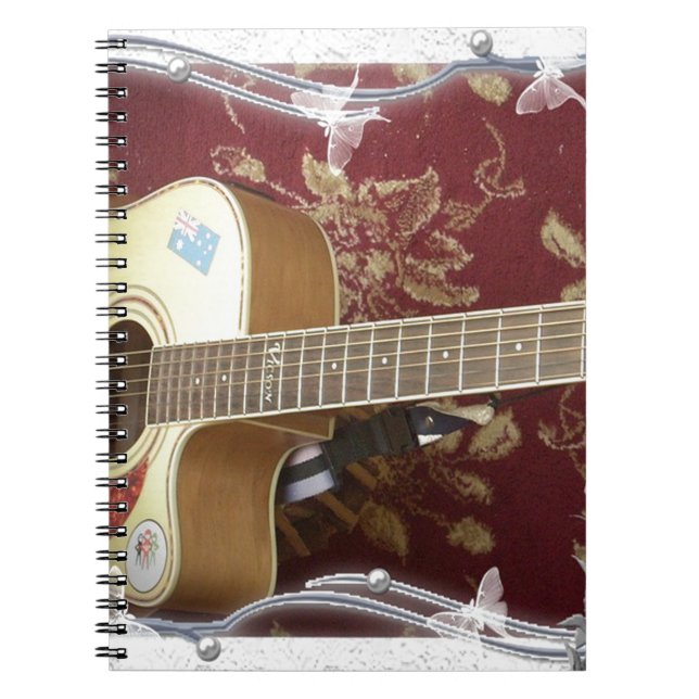 Caderno Espiral Linda e adorável guitarra vítrea no Motif Africano (Frente)