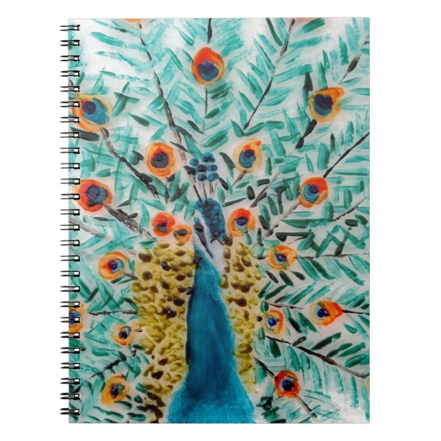 Caderno Espiral Linda Emerald Green e Turquoise Peacock (Frente)