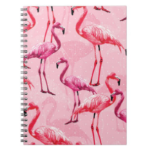 Caderno Espiral Linda Flamingo Bird Pink Sem Olho Illiu
