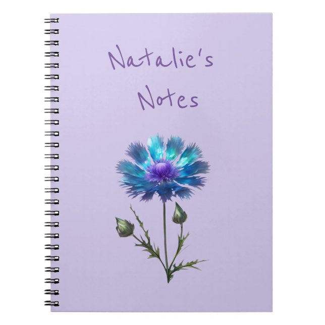Caderno Espiral Linda Flor Azul (Frente)