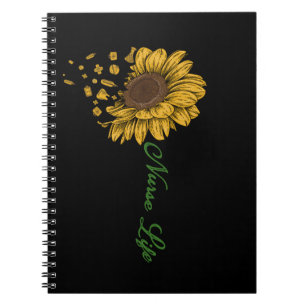 Caderno Espiral Linda Flor de Enfermeira Registrada de Girassol