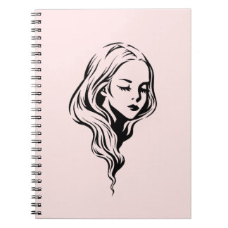 Caderno Espiral Linda garota com cabelo longo
